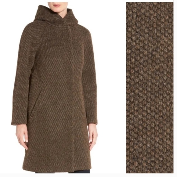 Eliza J. Winter Jacket Parka Wool Hooded Minimalist Pockets Hazelnut Brown M - Picture 1 of 13